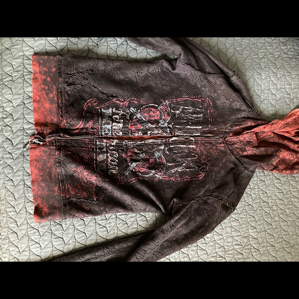 Affliction reversable hoodie